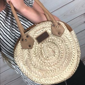 Cute woven straw round boho western handbag
